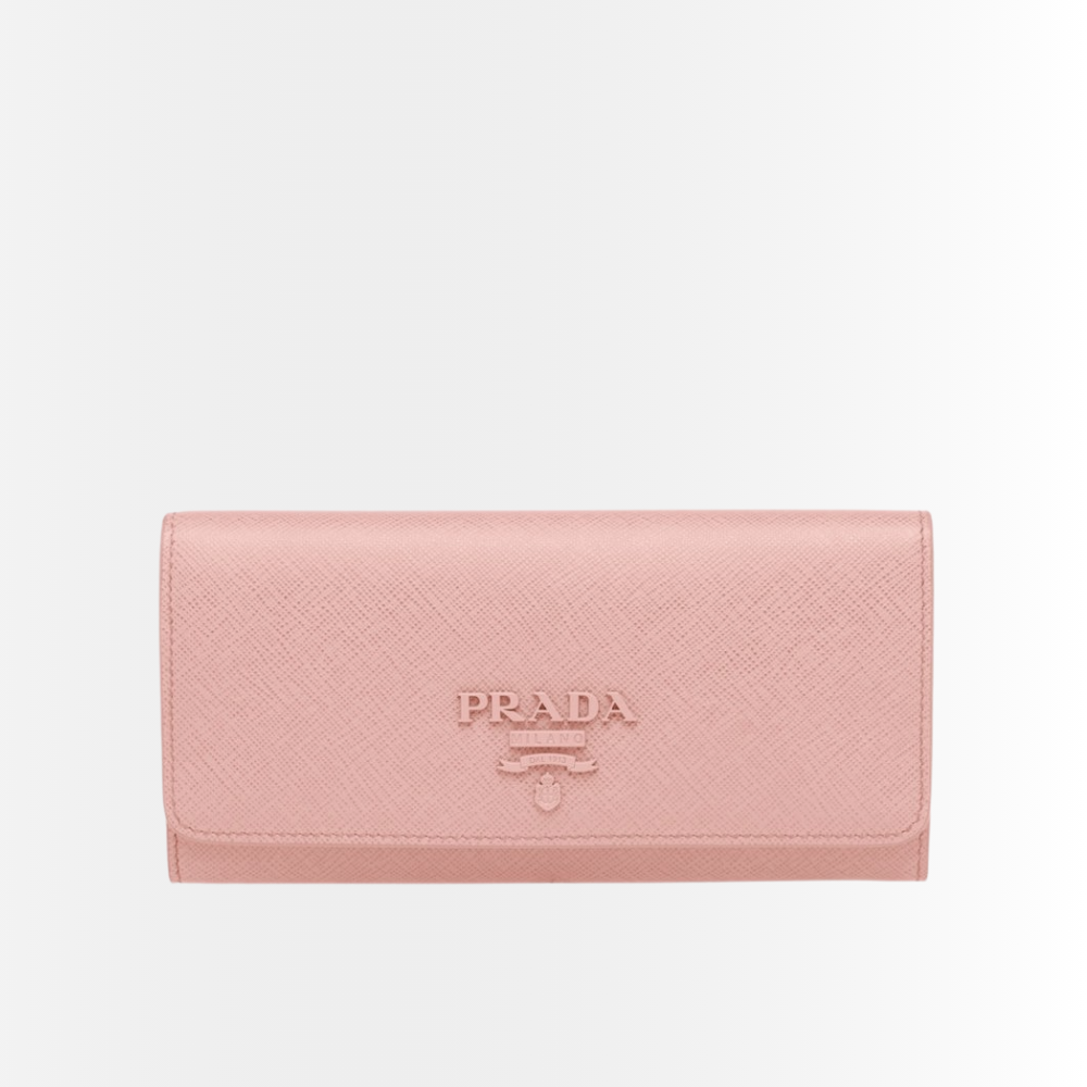 Prada Saffiano Monochrome Flap Long Wallet Full Light Pink 19Cm 1Mh132 ZlP F061H