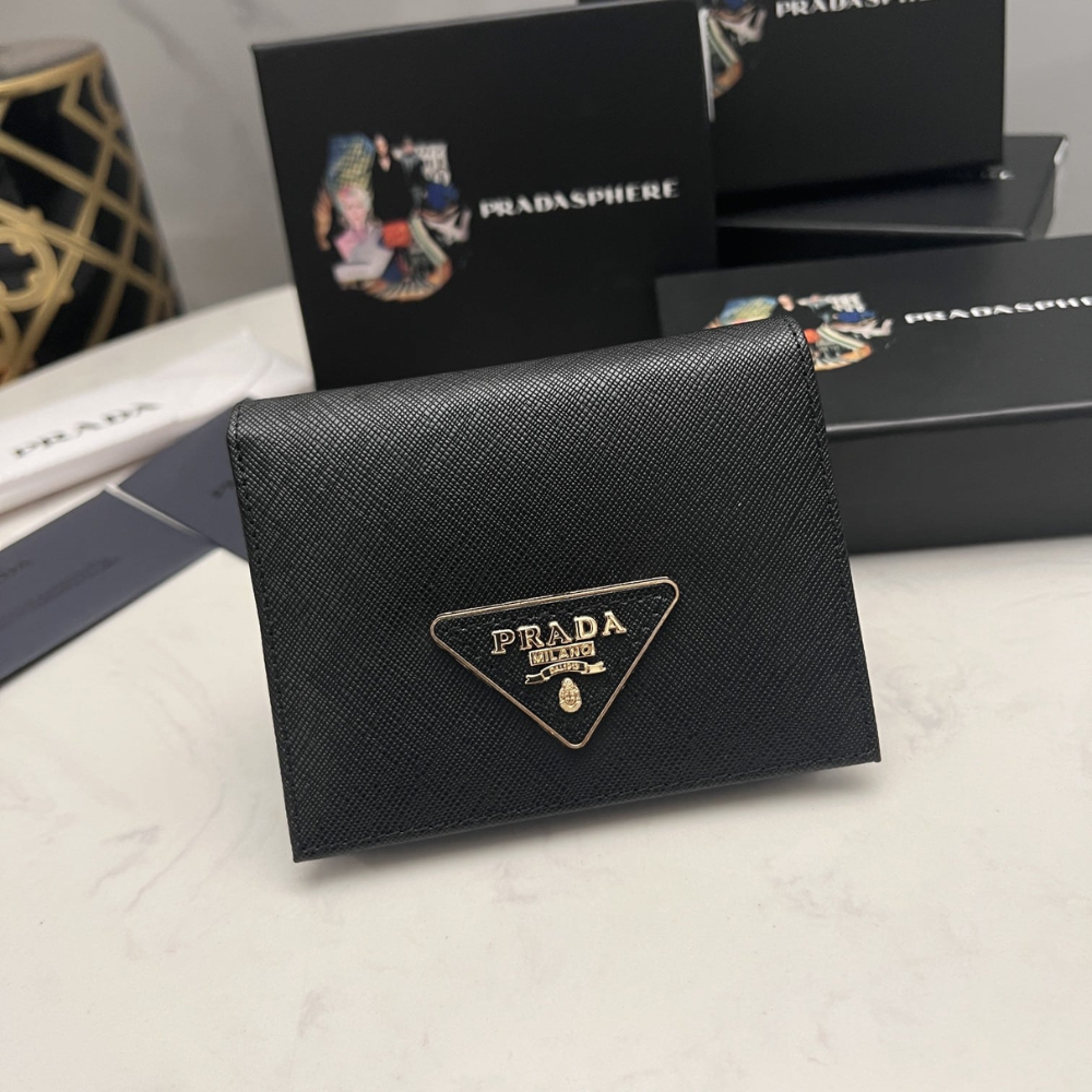 Prada Small Saffiano Leather Wallet Black 10cm 1MV021 QHH F0002