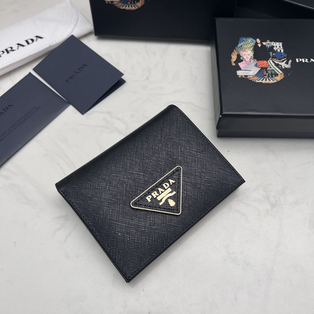 Prada Small Saffiano Leather Wallet Black 10cm 1MV021 QHH F0002