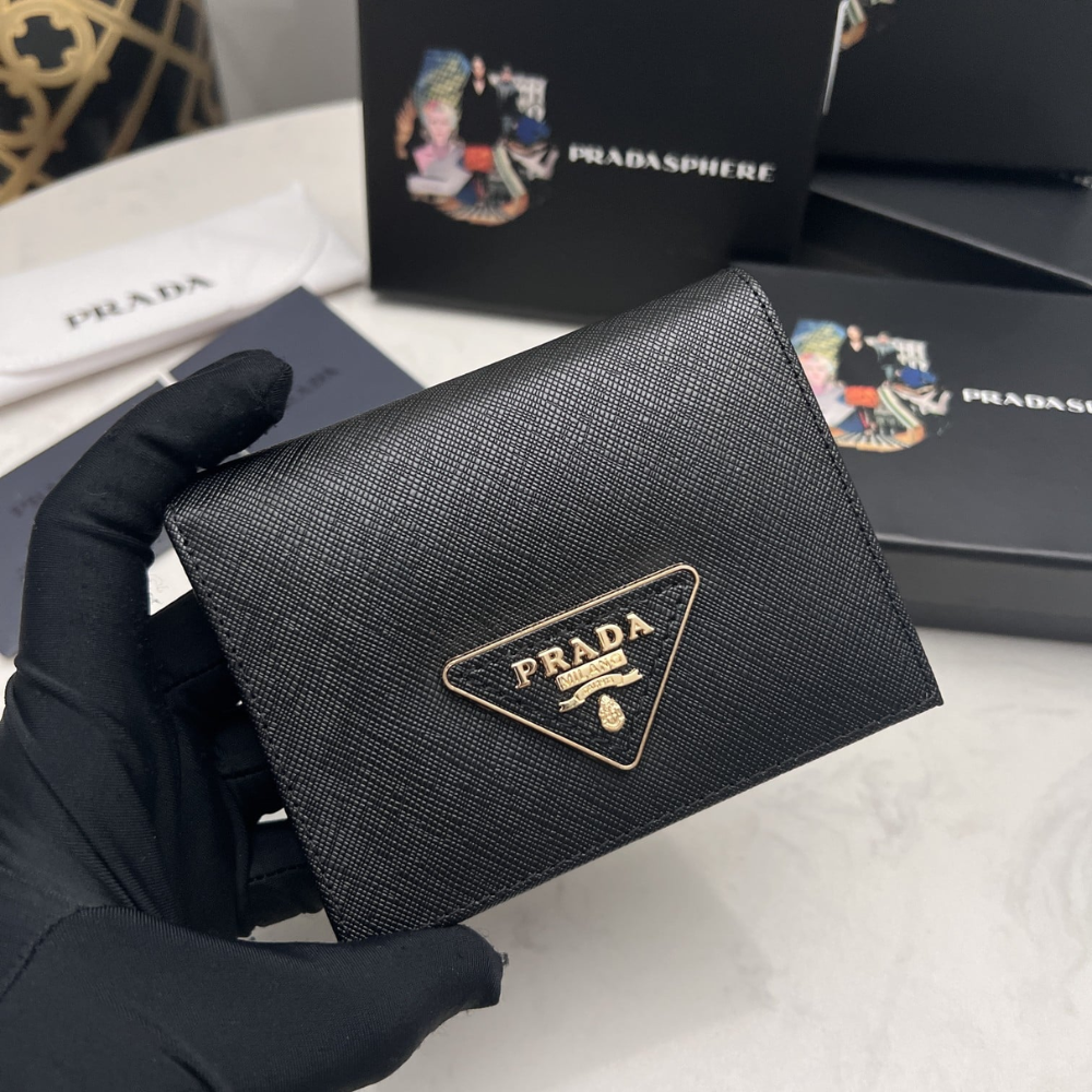 Prada Small Saffiano Leather Wallet Black 10cm 1MV021 QHH F0002