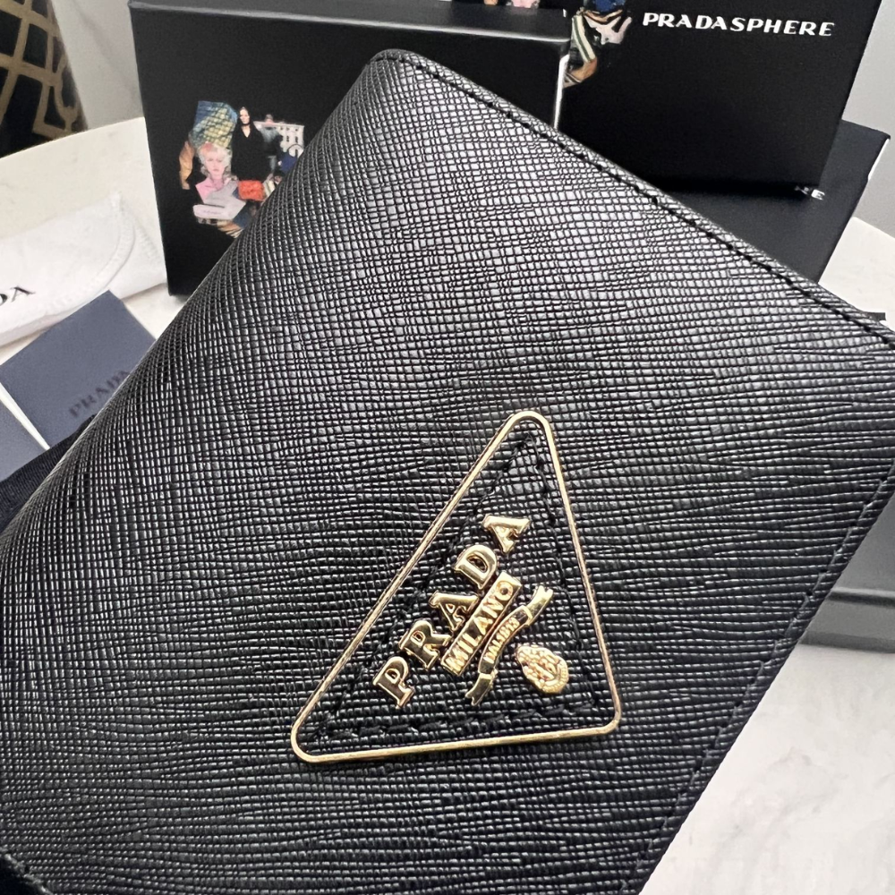 Prada Small Saffiano Leather Wallet Black 10cm 1MV021 QHH F0002