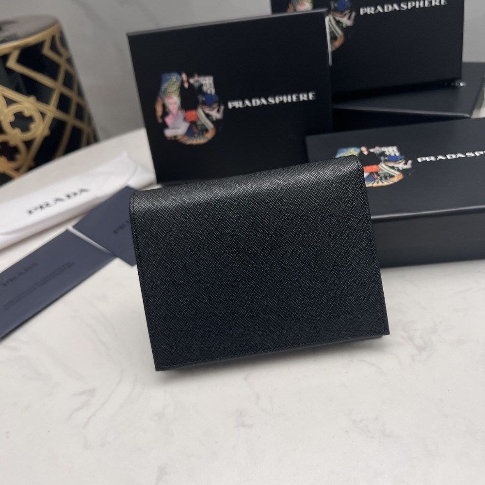 Prada Small Saffiano Leather Wallet Black 10cm 1MV021 QHH F0002