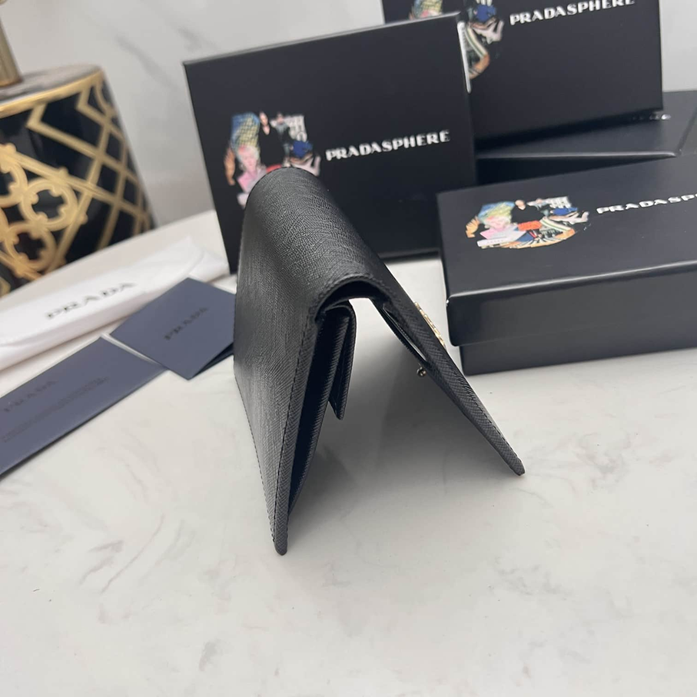 Prada Small Saffiano Leather Wallet Black 10cm 1MV021 QHH F0002