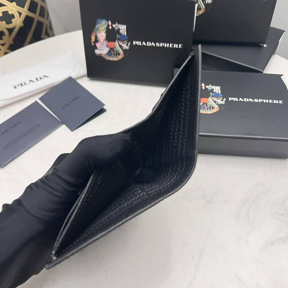 Prada Small Saffiano Leather Wallet Black 10cm 1MV021 QHH F0002