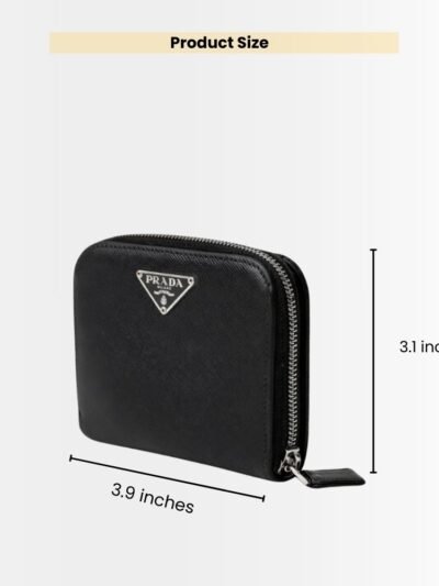 Prada Small Saffiano Leather Wallet Black And Silver 10Cm 1Ml036 QHH F0002