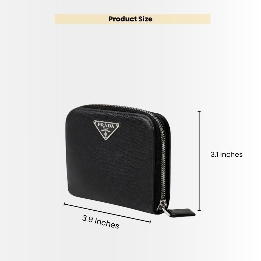 Prada Small Saffiano Leather Wallet Black And Silver 10Cm 1Ml036 QHH F0002