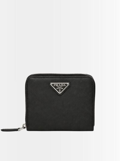 Prada Small Saffiano Leather Wallet Black And Silver 10Cm 1Ml036 QHH F0002