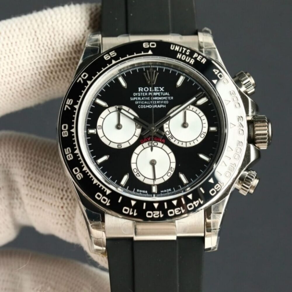 Rolex Cosmograph Daytona 40mm Silver With Black Strap 116519LN 0025