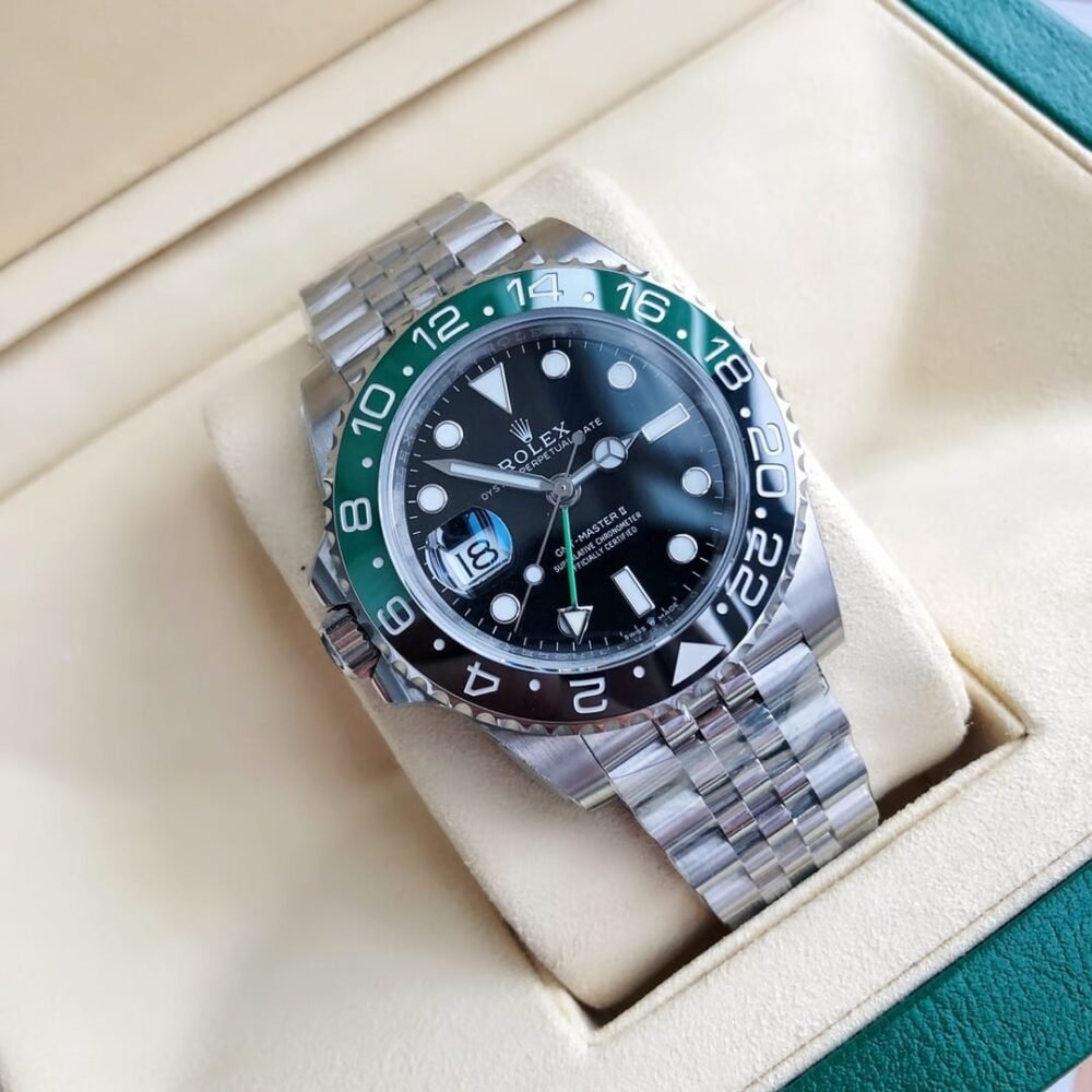 Rolex GMT Master II Oyster Silver Black Dial Green 40mm 126720VTNR 0002