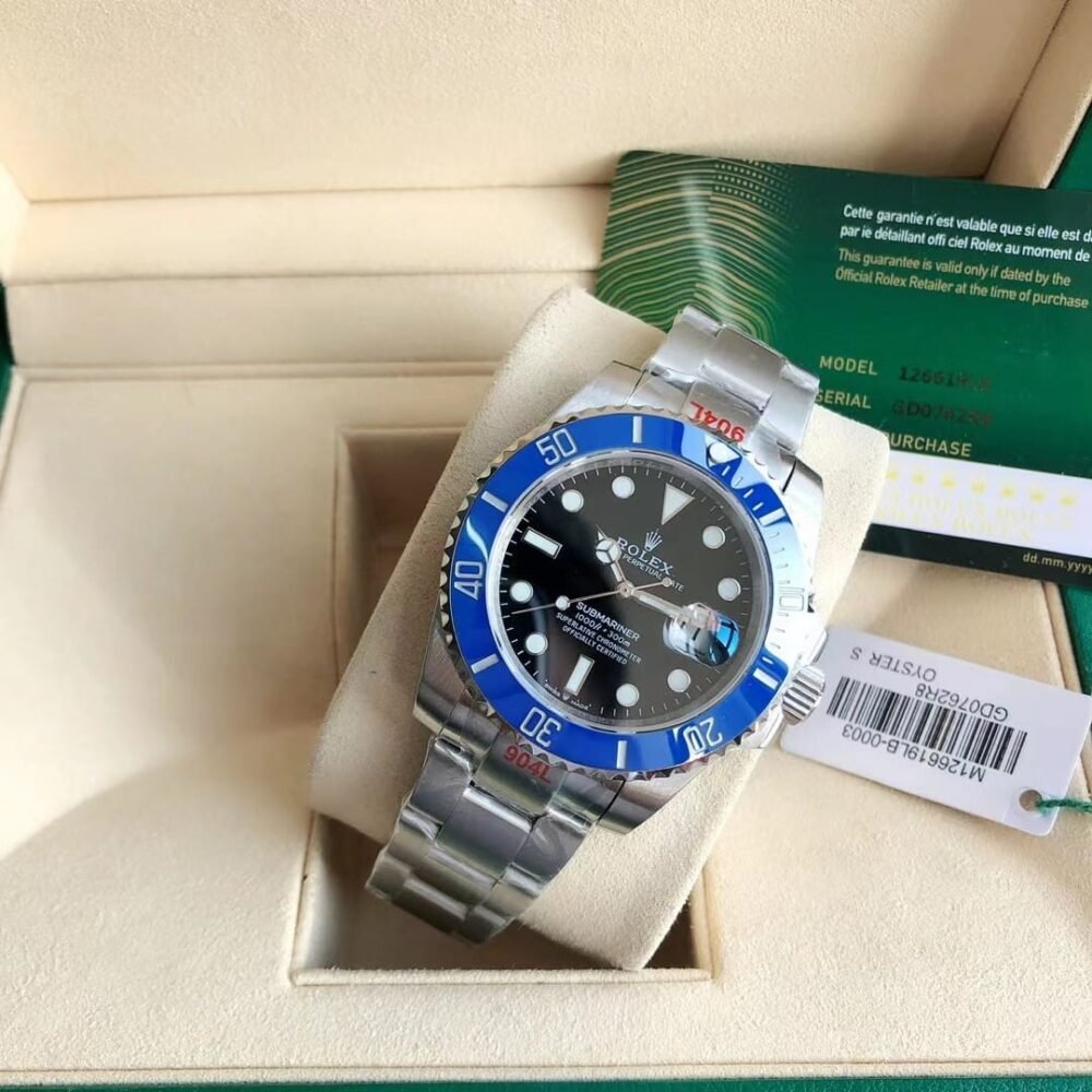 Rolex Submariner Date Oyster Silver Black Dial Blue 40mm M126619LB 0003