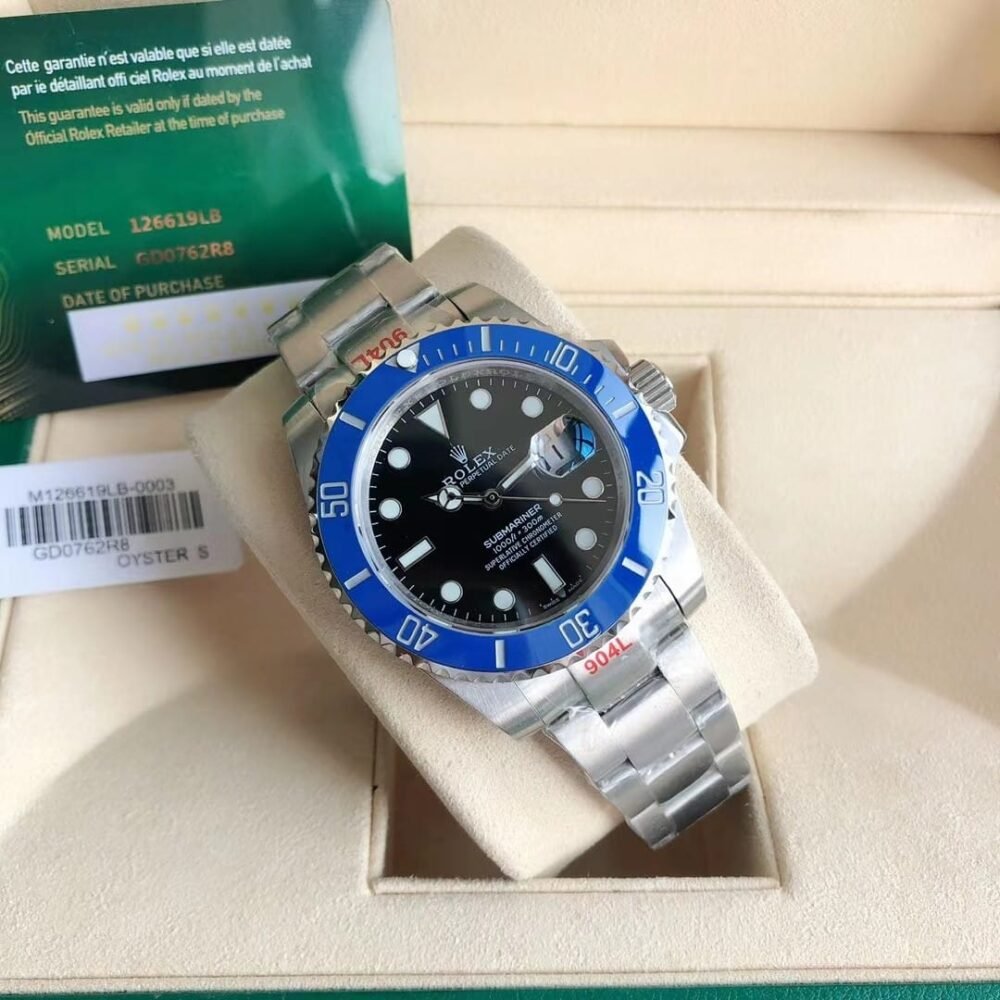 Rolex Submariner Date Oyster Silver Black Dial Blue 40mm M126619LB 0003