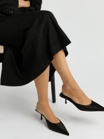 Saint Laurent Barbara Mules Satin In Black 7869079QN001000