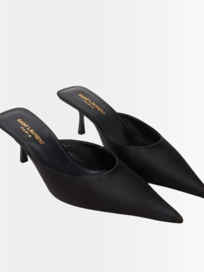 Saint Laurent Barbara Mules Satin In Black 7869079QN001000