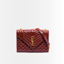Saint Laurent Cassandre Envelope Medium Wallet In Patent Leather Burgundy 24cm