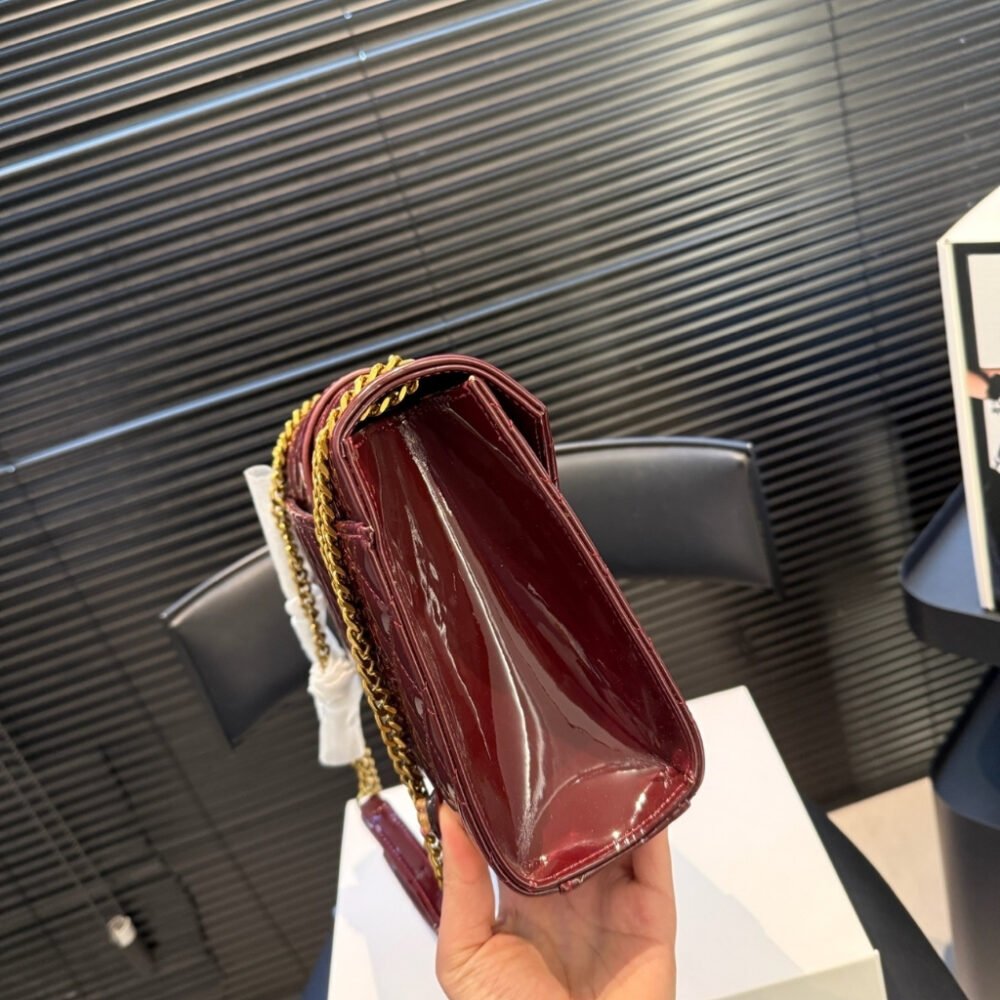Saint Laurent Cassandre Envelope Medium Wallet In Patent Leather Burgundy 24cm