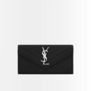 Saint Laurent Cassandre Matelassé Large Flap Wallet In Grain De Poudre Leather Black 19Cm 372264BOW021000
