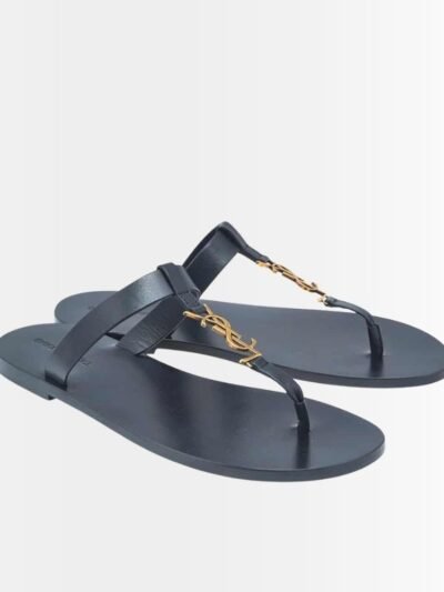 Saint Laurent Cassandre Thong Flats Navy Blue