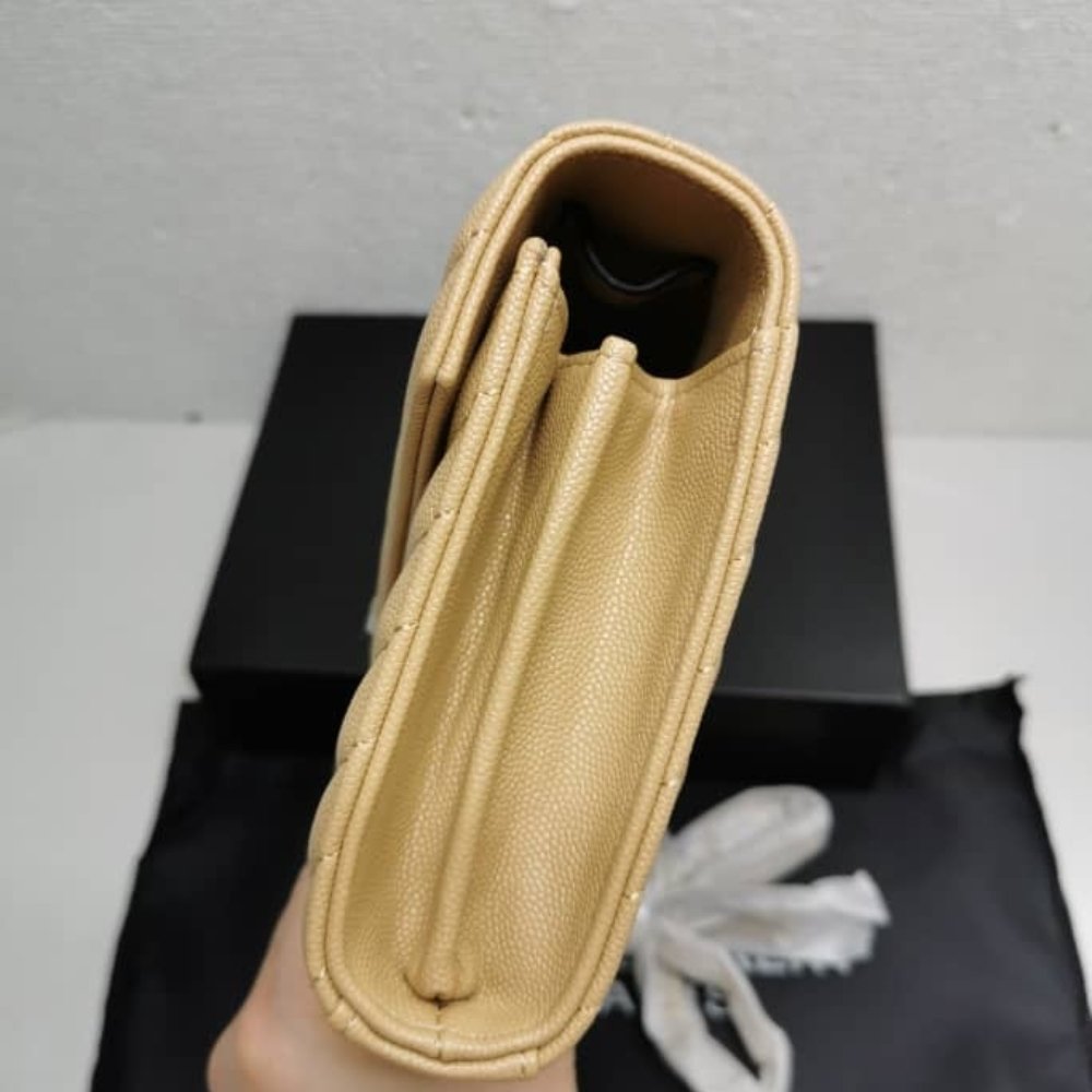 Saint Laurent Envelope Classic Cassandre Chain Wallet In Grain De Poudre Leather Beige 22Cm 377828BOW012721