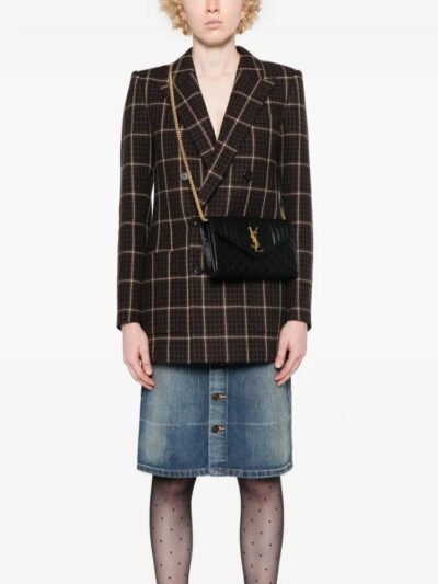 Saint Laurent Envelope Classic Cassandre Chain Wallet In Grain De Poudre Black Gold 22Cm 377828BOW011000