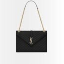 Saint Laurent Envelope Large Mix Matelassé Shoulder Bag Black 31cm 600166BOW911000