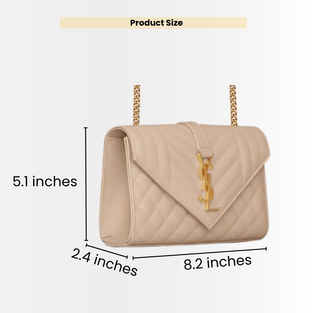 Saint Laurent Envelope Small In Quilted Grain Leather Beige 21Cm 600195BOW912721