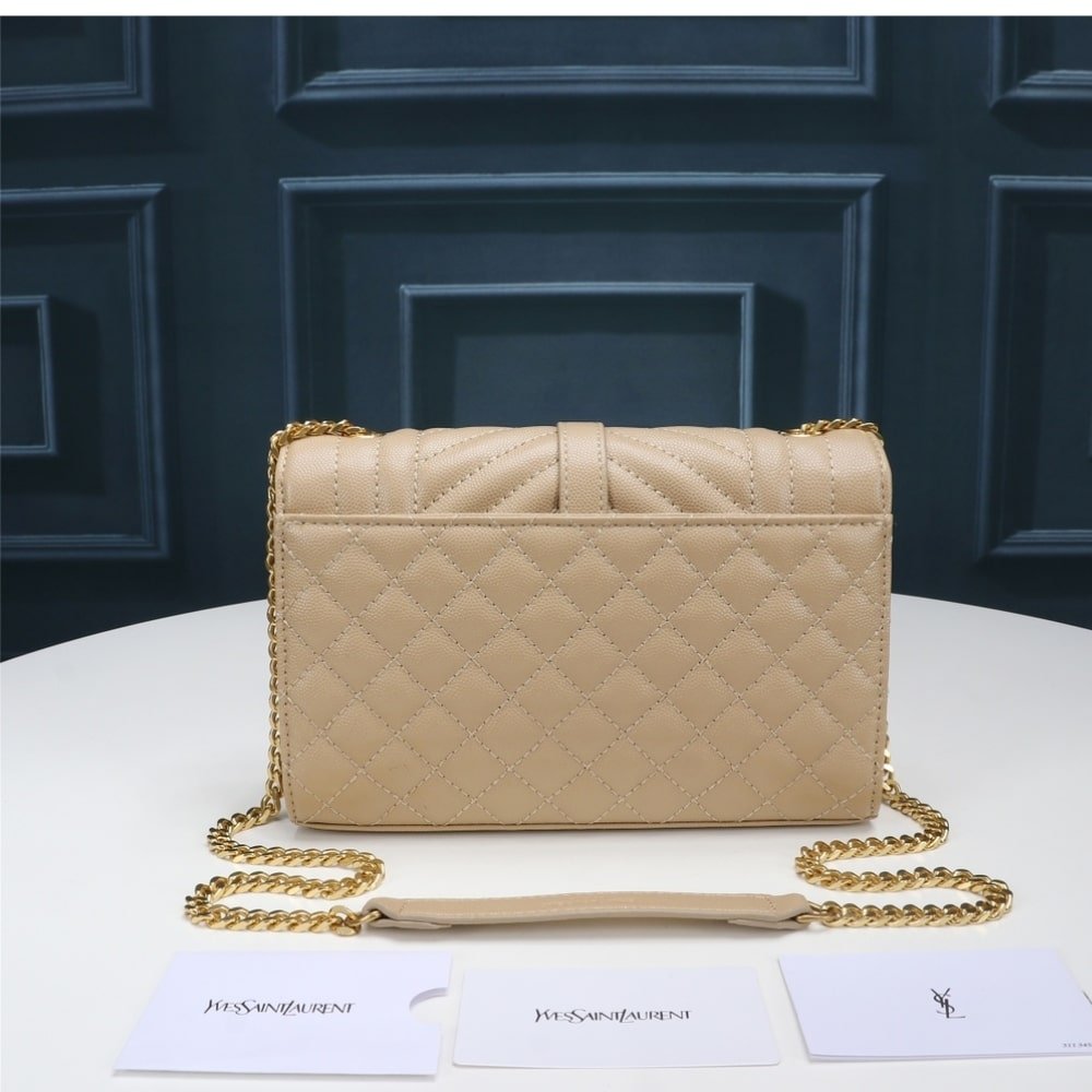 Saint Laurent Envelope Small In Quilted Grain Leather Beige 21Cm 600195BOW912721