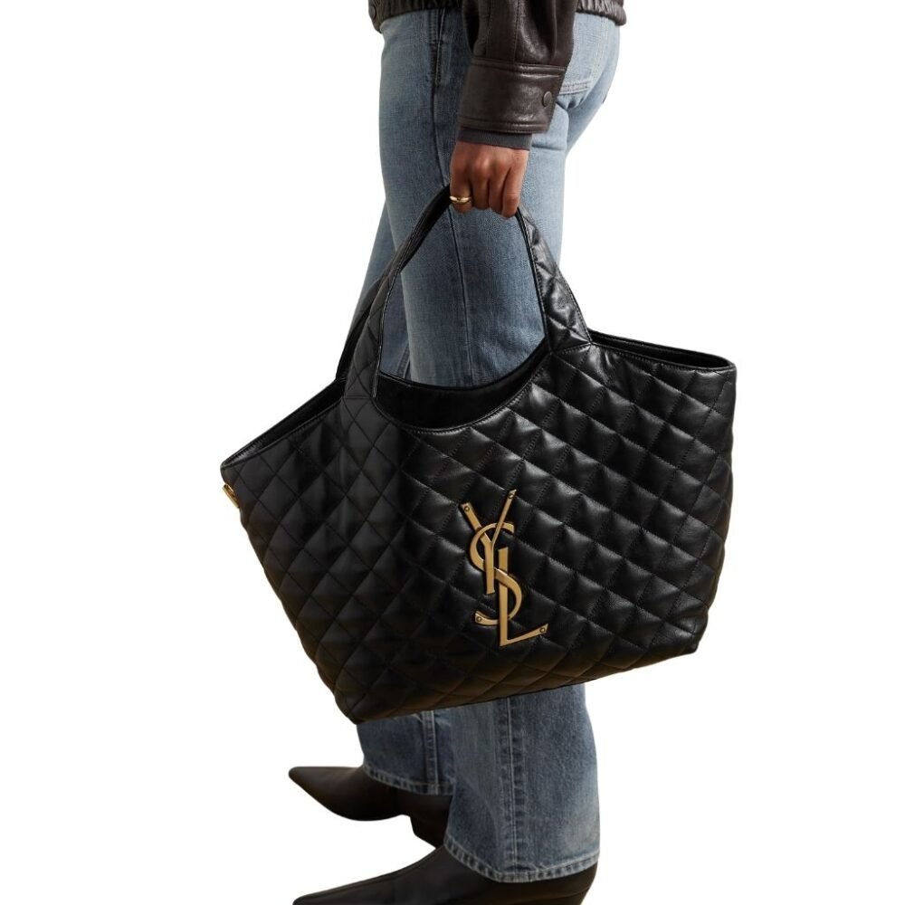 Saint Laurent Icare Large Shopping Bag Black Gold Hardware 40cm