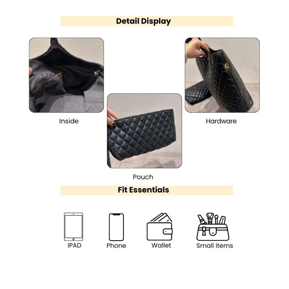 Saint Laurent Icare Large Shopping Bag Black Gold Hardware 40cm