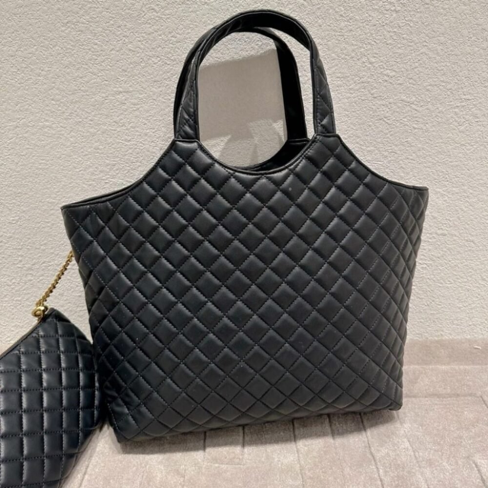 Saint Laurent Icare Large Shopping Bag Black Gold Hardware 40cm