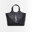 Saint Laurent Icare Large Shopping Bag Black Silver Hardware 40cm