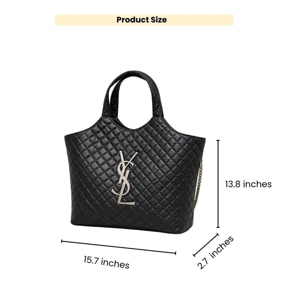 Saint Laurent Icare Large Shopping Bag Black Silver Hardware 40cm