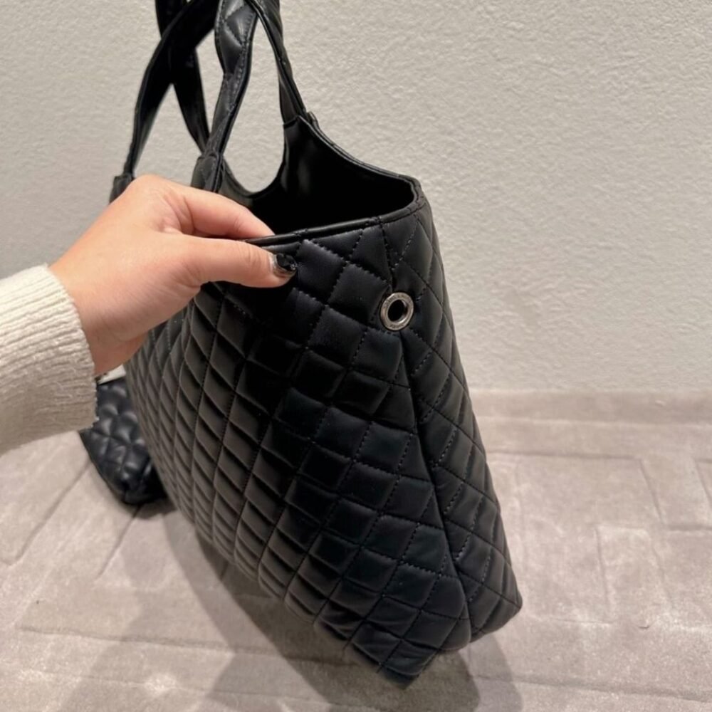 Saint Laurent Icare Large Shopping Bag Black Silver Hardware 40cm