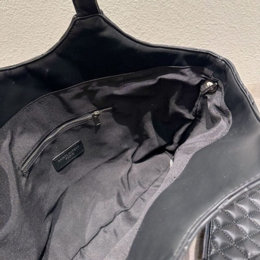 Saint Laurent Icare Large Shopping Bag Black Silver Hardware 40cm