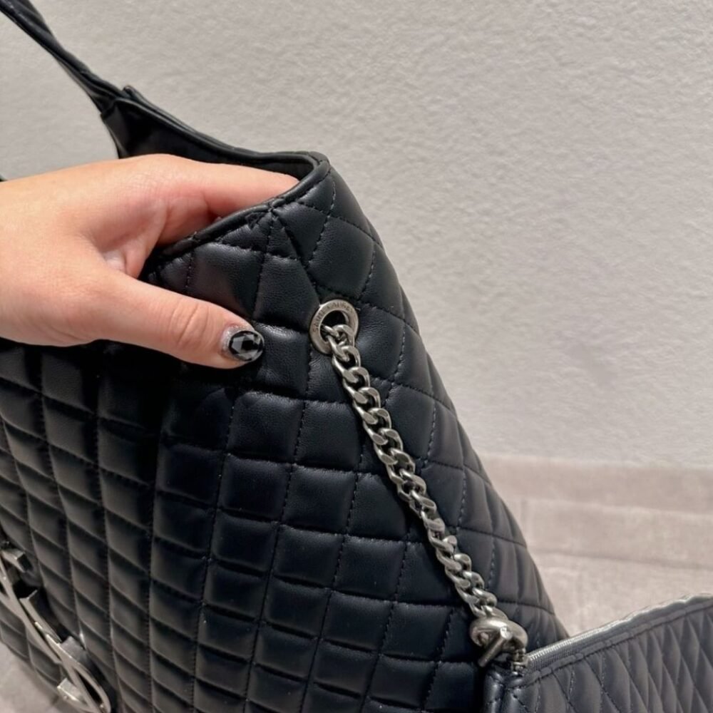 Saint Laurent Icare Large Shopping Bag Black Silver Hardware 40cm