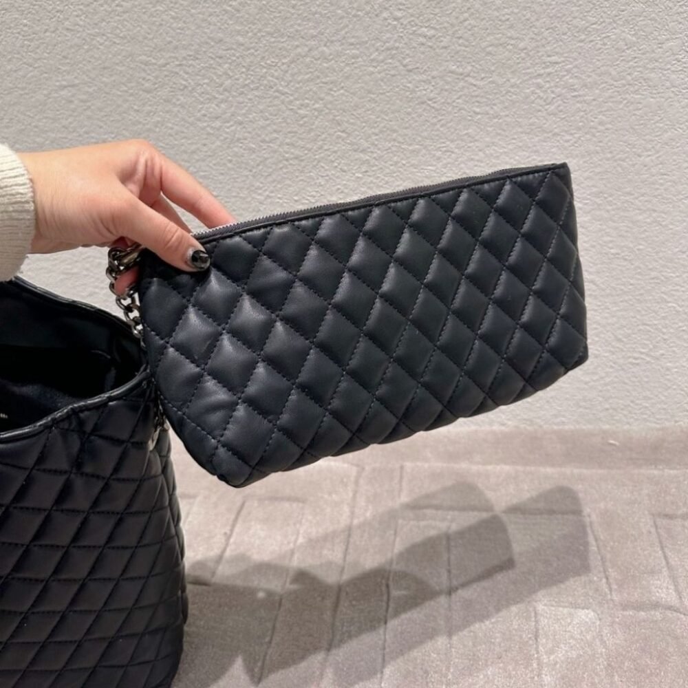 Saint Laurent Icare Large Shopping Bag Black Silver Hardware 40cm