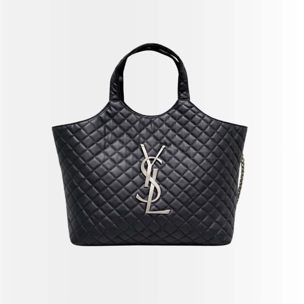 Saint Laurent Icare Large Shopping Bag Black Silver Hardware 40cm