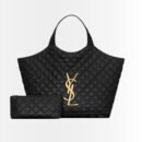 Saint Laurent Icare Maxi Shopping Bag In Quilted Black 50Cm 698651AAANG1000