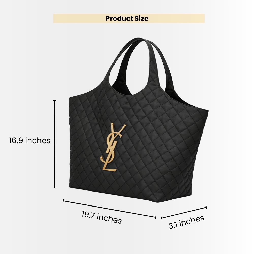 Saint Laurent Icare Maxi Shopping Bag In Quilted Black 50Cm 698651AAANG1000
