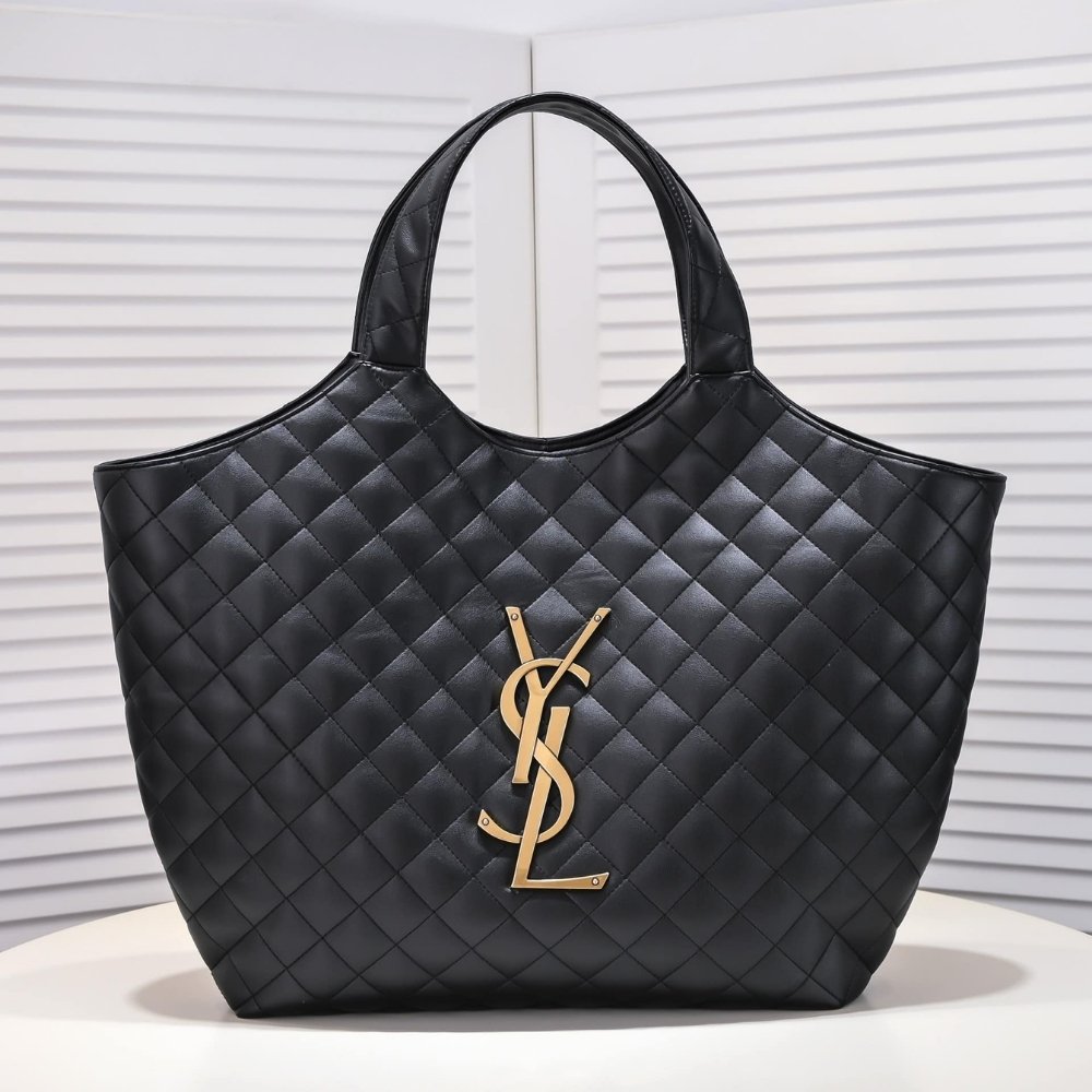 Saint Laurent Icare Maxi Shopping Bag In Quilted Black 50Cm 698651AAANG1000