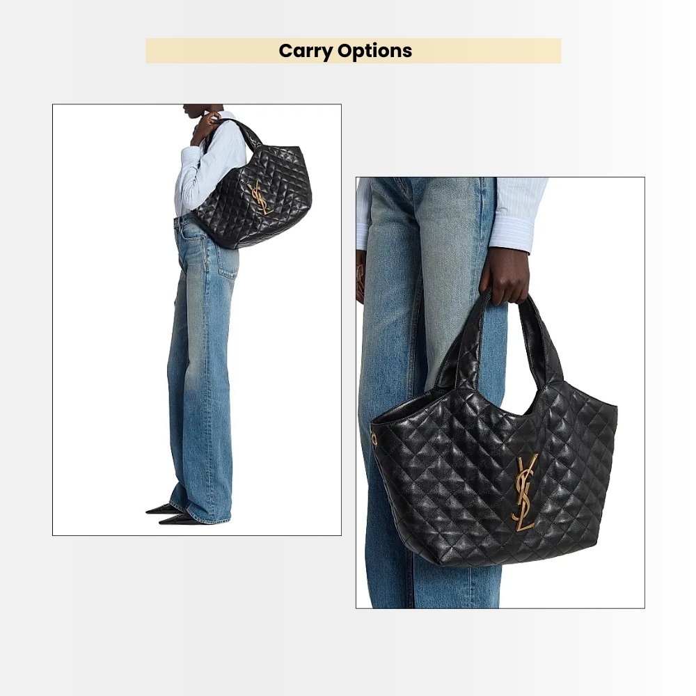 Saint Laurent Icare Maxi Shopping Bag In Quilted Black 50Cm 698651AAANG1000