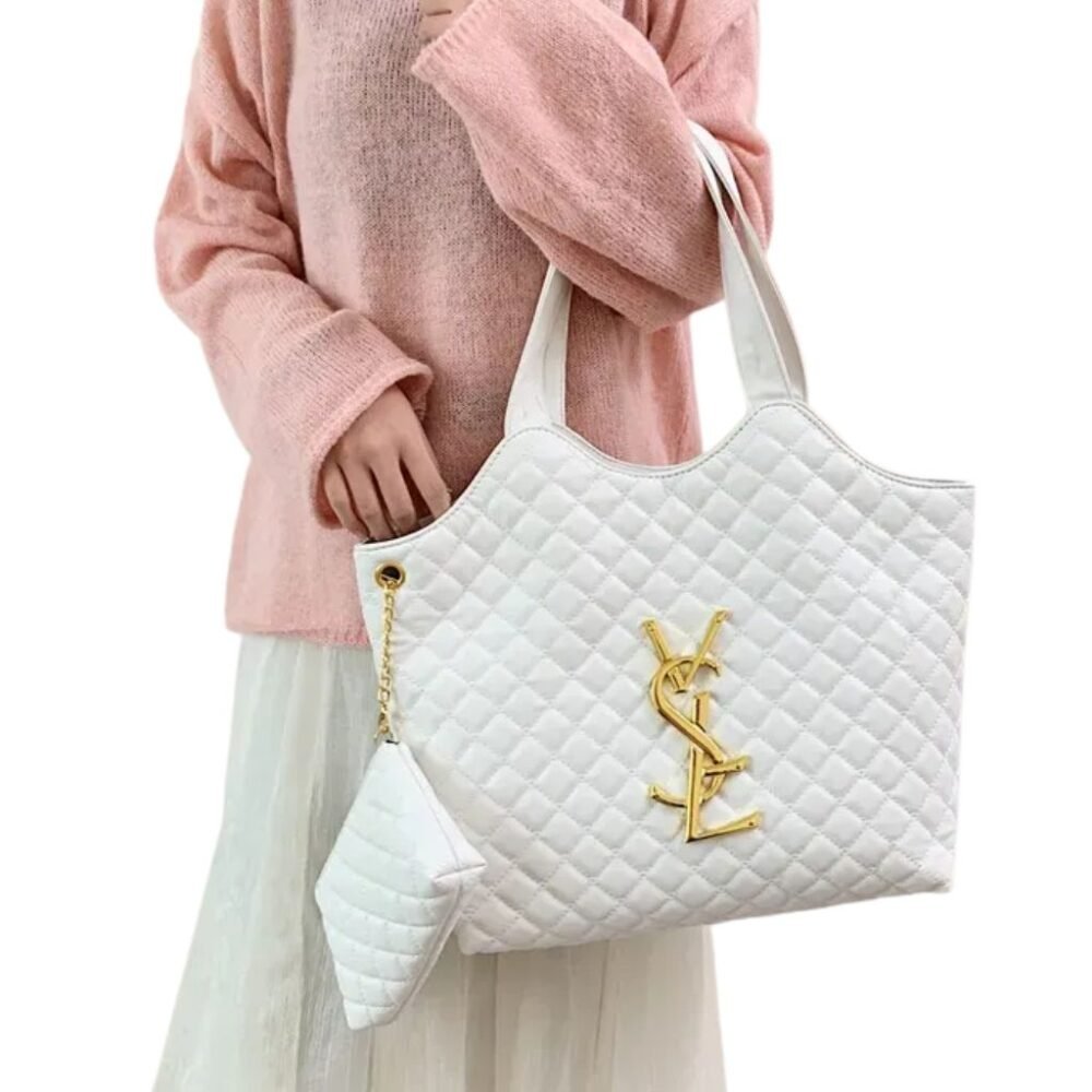 Saint Laurent Icare Maxi Shopping Bag White 50Cm