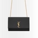 Saint Laurent Kate Medium In Grain De Poudre Embossed Leather Black Gold 24Cm 364021BOW0J1000