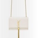 Saint Laurent Kate Medium Tassel In Crocodile Embossed Leather White 24Cm 474366DND0J9207