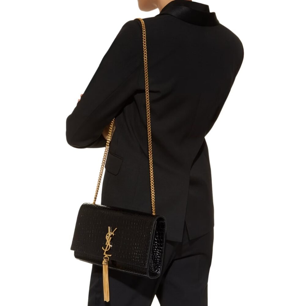 Saint Laurent Kate Shoulder Bag Black 24Cm 354119DND0J1000