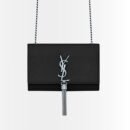 Saint Laurent Kate Small In Grain De Poudre Mirror Effect Black 20Cm
