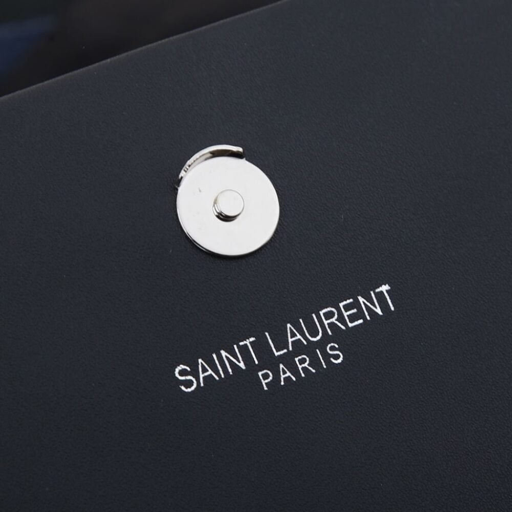 Saint Laurent Kate Small In Grain De Poudre Mirror Effect Black 20Cm