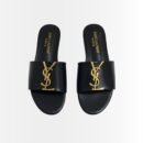 Saint Laurent Logo Slippers Black