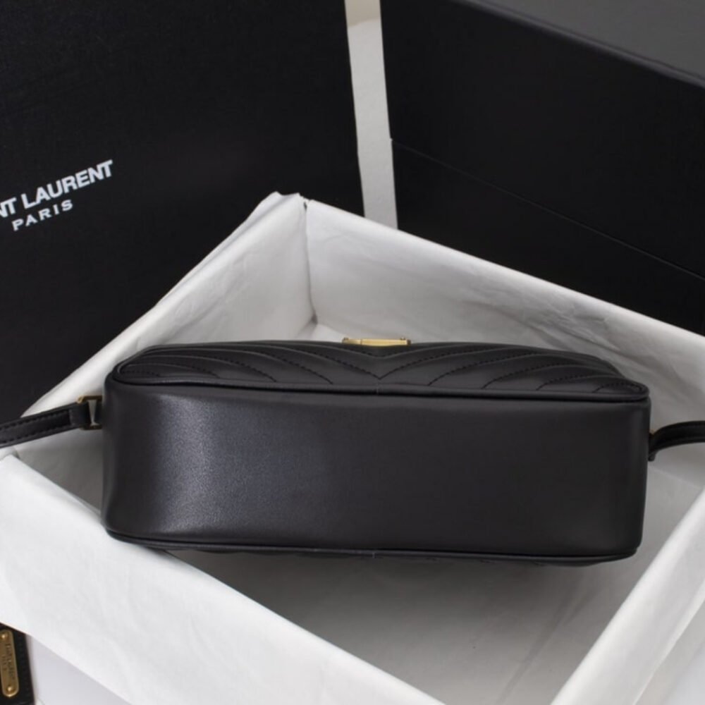 Saint Laurent Lou Camera Bag In Quilted Black Gold Leather 23Cm 612544DV7071000