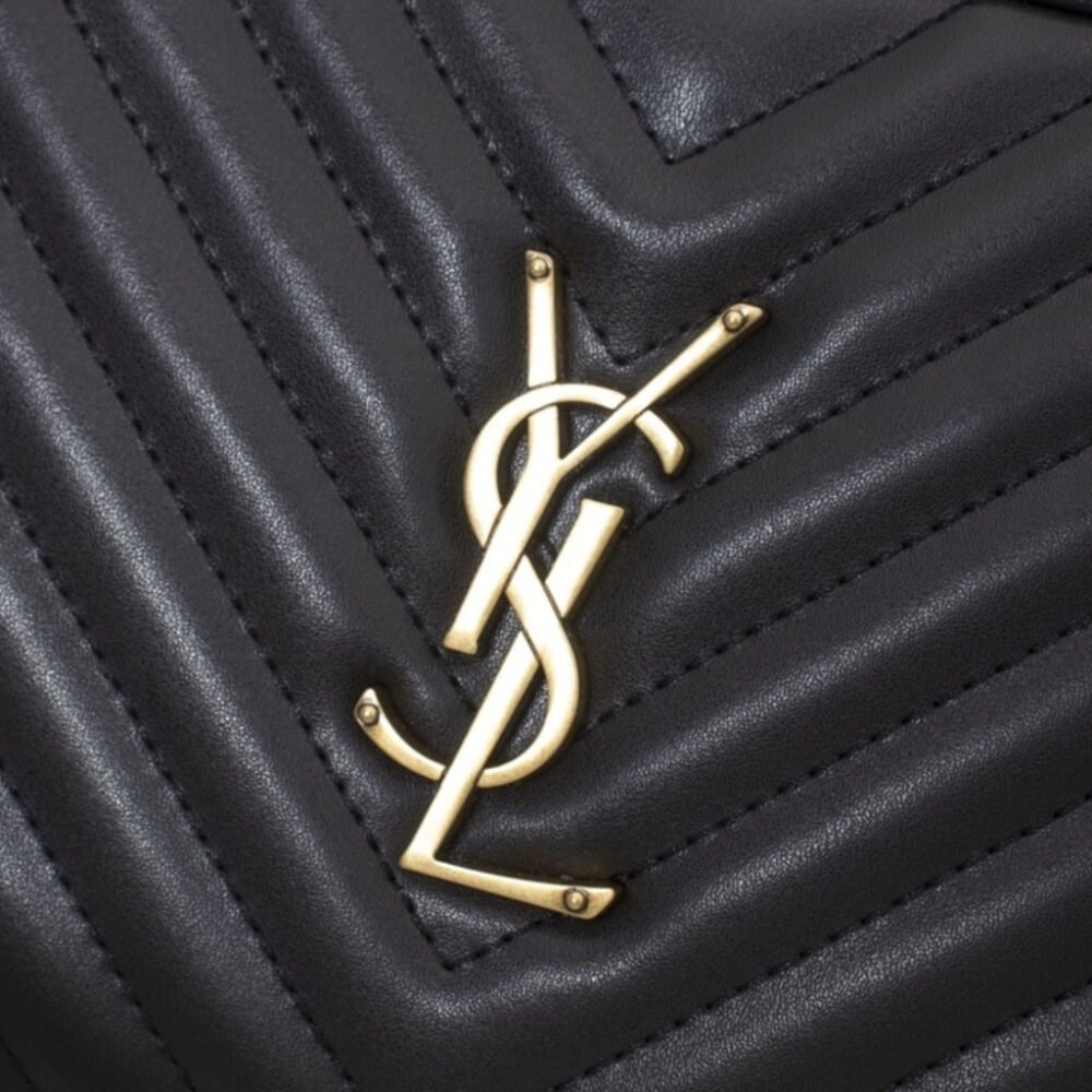 Saint Laurent Lou Camera Bag In Quilted Black Gold Leather 23Cm 612544DV7071000