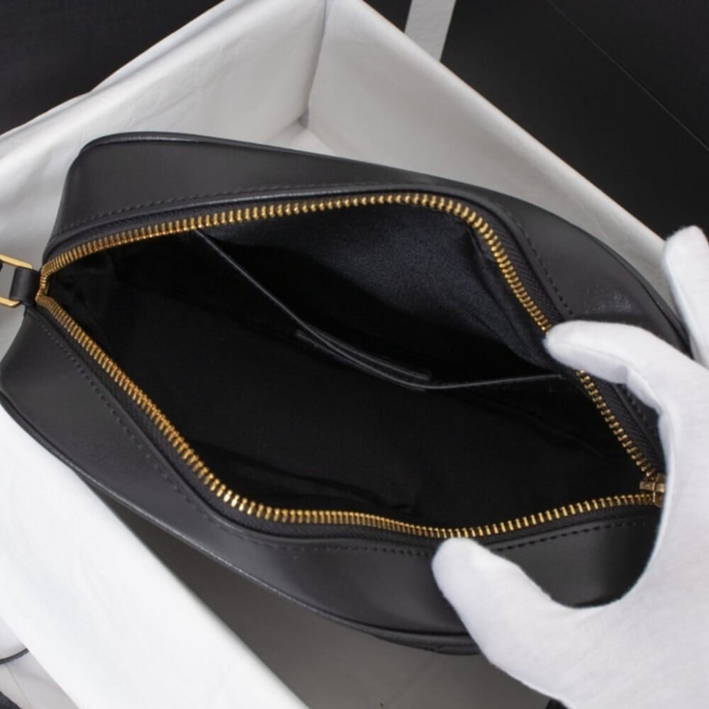 Saint Laurent Lou Camera Bag In Quilted Black Gold Leather 23Cm 612544DV7071000